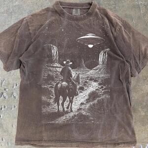 Cowboy Western Style Tshirt, Retro Y2K Western Ufo Shirt, Cowboys Lovers Shirt
